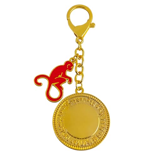 Porte-clés singe Fengshui 2025 avec croix à 4 éléments w5638 - 3