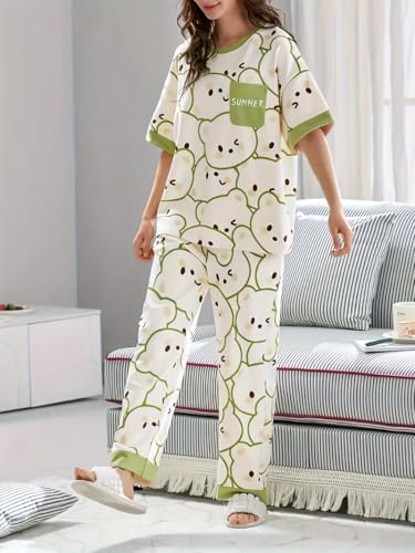 Image of Louis Luxe Womens Korean Night Dress || Full Pyjama Set || Korean Nightsuit || Women Nightwear ||Round Neck Full Sleeve Nightsuit || Loungewear || Everyday Nightdress (ND-02)