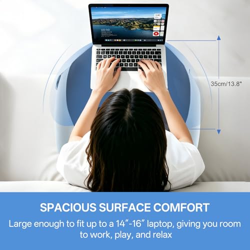 Image of Ergonomic Curved Lap Desk Pillow for Gaming & Reading, Soft Memory Foam Lap Laptop Desk with Cup Holder & Phone Pocket, Breathable Non-Slip Lap Pillow for Bed Couch, Ideal Gamer Gift