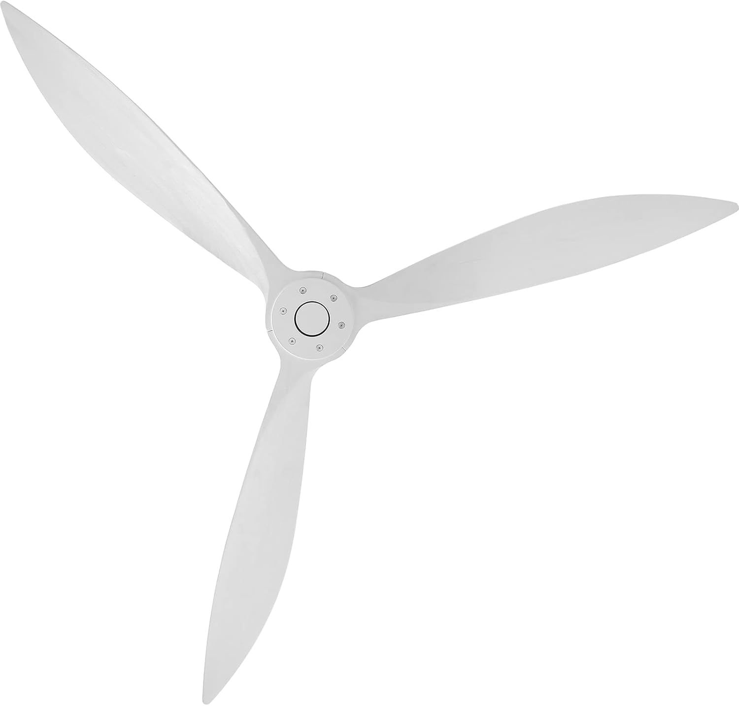 Top-down view of the reiga 65-inch smart ceiling fan with three white blades