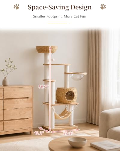 Árbol para gatos grande de madera de 57 pulgadas miniatura 2
