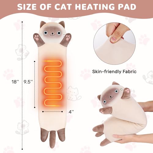 Image of Cat Heating Pad for Period Cramps Menstrual Pain Relief, Portable Electric Heat Pads USB Powered, Cute Stuff Cats Stuffed Animals Funny Gifts for Women Teen Girls Cat Lovers Birthday Easter Christmas