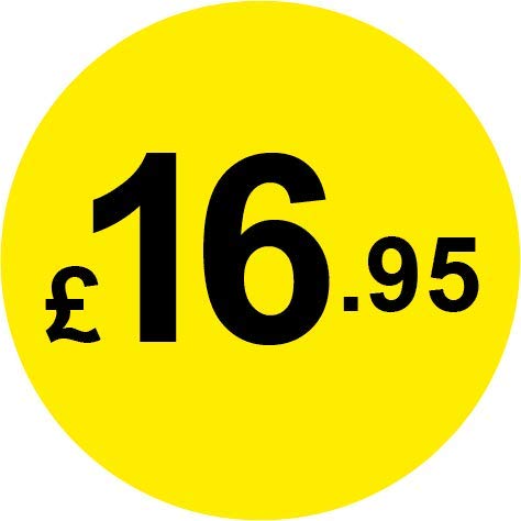 Permanent Adhesive - Black & Yellow 30mm Price Stickers/Labels from £5.45 to £17, 1000, £16.95