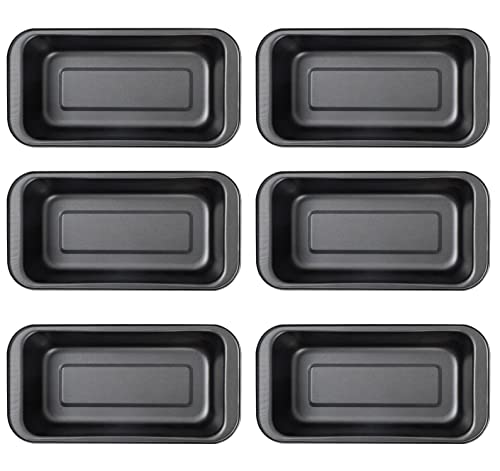 Jninexiu 6 Pack Non-stick Loaf Pan, 8.5\"x 4.5\"Large Bread Pan with Easy Grips Handles, Bread Pans for Homemade Bread, Brownies and Pound Cakes