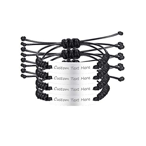 VNOX Customize Set of 4 Sisters Friendship Bracelet Braided Rope Stainless Steel ID