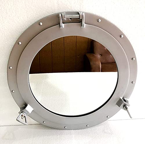 NauticaCollectical Marine Nautical Store Vintage Style 17 Porthole Round Coastal Wall Hanging Silver Powder Coated Mirror Porthole Home Decorative - Image 3