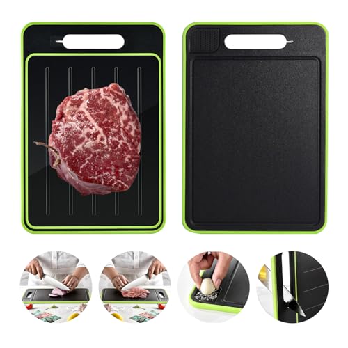 Miracle Melt Defrosting Board 4in1 Double Sided Defrosting Board with Garlic Grind Knife Grind Function Chopping Boards for Kitchens Fast Thaw Food（L）