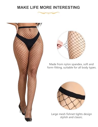 Image of Fishnet Stockings for Women Plus Size Mesh Fishnet Tights Sexy High Waist Pantyhose Black XS-5XL