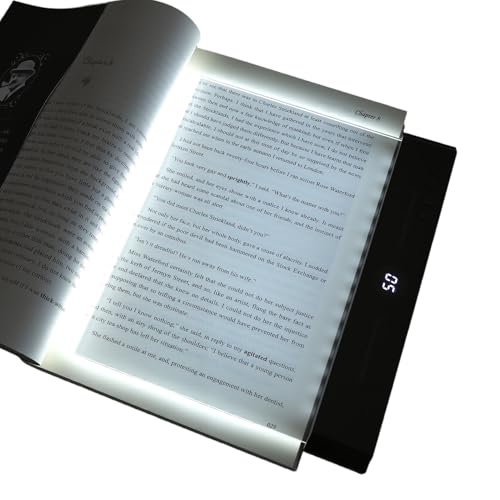 HISUEKIG Lampada da Lettura a LED Piatta, Dimmerabile luce per lettura libri a letto con 3 Colori e Timer, Ricaricabile Lampada da Libro letto con funzione memoria per donne uomini (Nero
