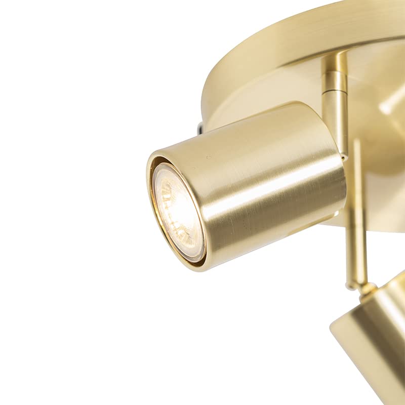 Qazqa Verstellbarer Deckenstrahler, Deckenspot - Java - Gold, max. 35W, Geeignet für LED, 25cm, Rund, 3-flammig, Ideal als Küche lampe und Wohnzimmerlampe