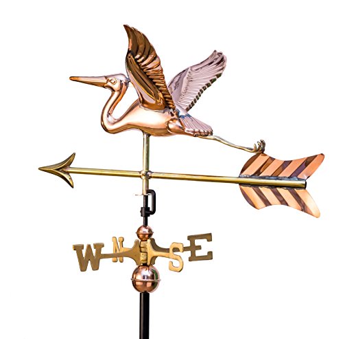 East Coast Weathervanes And Cupolas Garden Deluxe Blue Heron Weathervane With Arrow Polished Copper (Copper, W/ Roof Mount) #TOP15
