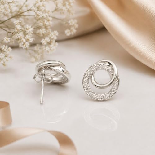 Image of MAIRA 925 Sterling Silver Stylish Contemporary Office wear Earrings for Girls & Woman | Hypoallergenic | Rhodium plated with Anti Tarnish & Korean Finish| 6 months Warranty.