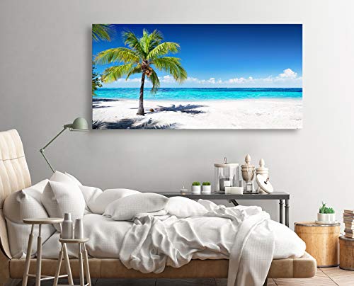 Baisuart Large Canvas Wall Art Summer Ocean Waves Coconut Trees On Sands Beach Seascape Painting Sea Nature Pictures For Living Room Home Office Wall Decor Artwork Xxlarge 30X60Inch #TOP1