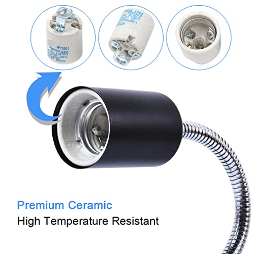 Superdream Us Plug Flexible Aluminium Wire Neck With On/Off Switch For E26/E27 Socket Desk Lamp Clip Holder Black #TOP1