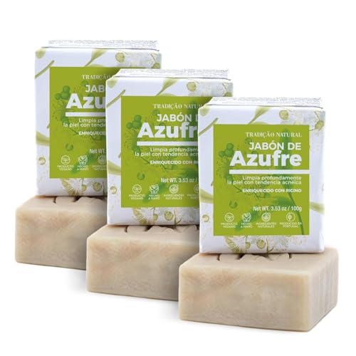 jabón Azufre artesanal elaborado artesanalmente con ingredientes 100% naturales puros - limpia profundamente la piel con acne intensa - enriquecido con ricino (3 unids)