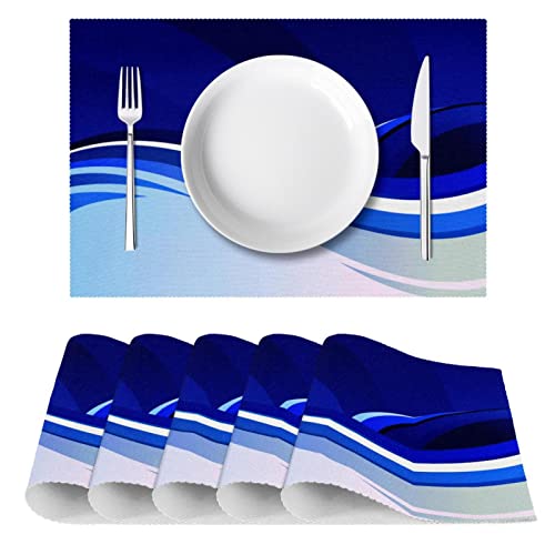 Sets de table vagues bleues abstraites napperons de qualité supérieure x6
