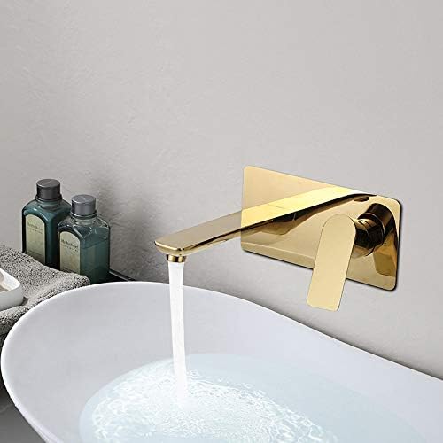 Bathroom Sink Faucet Wall-Mounted Brass Single Hole Waterfall Sink - Washbasin Tap Kitchen Waterfall Mixer Ta White/Gold/Black Gold