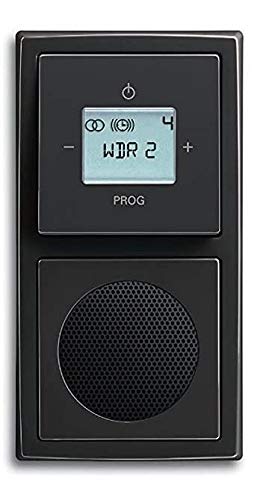Busch Jäger Unterputz UP Digitalradio 8215 U (8215U) schwarz matt Komplett-Set // Radioeinheit + Lautsprecher + 2-fach Rahmen 1722-885K + Abdeckungen
