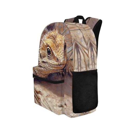 Cumagical Bearded Dragon Rock Print Spacious Kids Backpack with Reinforced Handles for School Supplies2