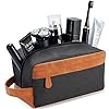 Lizzton Travel Toiletry Bag for Men Hanging Dopp Kit Water Repellent PU Leather Shaving Bag with Large Capacity for Travel and Bathroom, Black