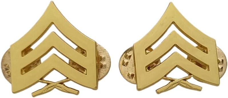 Reproduction GOLDEN PAIR OF US SERGEANT INSIGNIA RANK METAL BADGE PIN