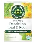 Traditional Medicinals Organic, Dandelion Leaf & Root - Dandelion Root Tea, Supports Normal Detox + Digestion - Kosher, Non-GMO, Caffeine-Free, Compostable - 16 Tea Bags