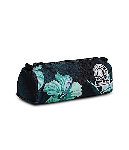 Invicta Portapenne Scuola FANTASY - HIBISCUS, Azzurro Grigio - Spazioso, Mono Scomparto, Porta Colori - Astuccio Scuola Bambini Ragazzi - Scuola Elementare, Scuola Media, Università