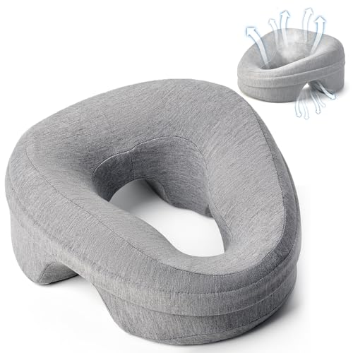 KONOVOLY Face Down Pillow After Eye Surgery, Massage Headrest Pillow for Bed, Memory Post-Eye Recovery or Beach Tanning, Prone Sleepers with Breathable Design, Removable Grey Cover