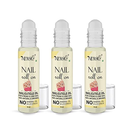 Newsio Nail Strong Growth Oil For Shiny & Stronger Nails Growth And Cuticle Care (Psck of 3 Bottle Roller 30 ml)