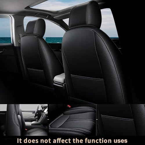 Image of AOMSAZTO Custom Fit Seat Covers for Honda Civic Sedan EX-L,EX-T 2016-2021 Premium Comfort Faux Leather Car Seat Covers Black