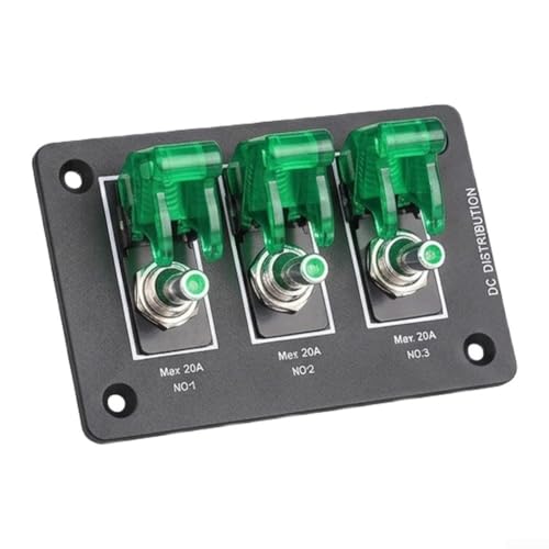 Panneau interrupteur en métal premium avec voyant LED vert et fusible