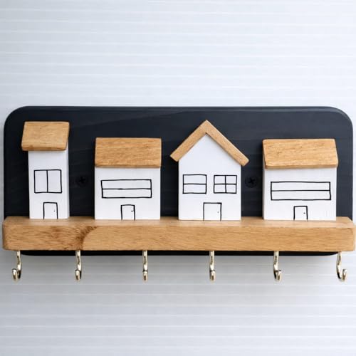 Image of Real Wood House Design Key Holder (Street)