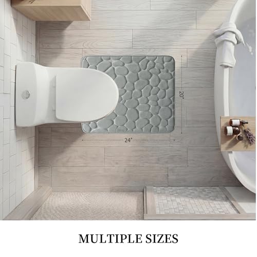 YIHOUSE Memory Foam Bath Mat Cobblestone Bathroom Rugs Super Water Absorbent Bath Mats for Bathroom Machine Washable Bath Rugs(20 x 24,Light Gray) - image 6