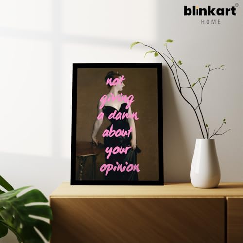 Image of BLINKART Framed Photo - Not Giving A Amn About Your Opinion | Altered Art Theme | Motivational & Inspirational Wall Art Poster for Home, Bedroom, Living Room, Office, Hotel & Gifting - 12x8 Inch
