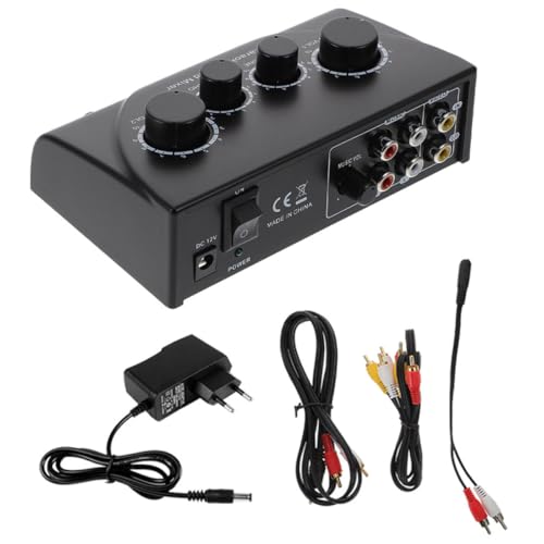 YARNOW Mezclador de Audio Ktv Profesional con Dos Entradas de Micrófono y Cable Mini Mezclador Compacto de Sonido para Karaoke Sistema Estéreo Negro Ac220V Suministros para Dj y