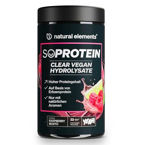 natural elements Clear Vegan Hydrolysate 450g – Raspberry Mojito – Proteinpulver – erfrischender Protein-Shake – ohne Whey Isolate – in Deutschland produziert & laborgeprüft