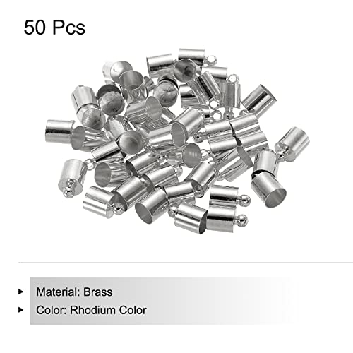 PATIKIL 50Pcs Cord End Caps, 6.6mm End Cap Barrel Beads Kumihimo End Caps Brass for Leather Cord Tassels - Image 3