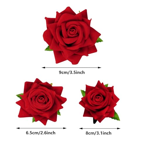 6 Pinzas para el cabello con flores de rosa Topbuti miniatura 2