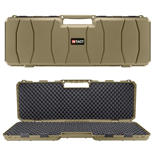 Eylar 39 Inch Intact Series Hard Shell Rifle Case, Lightweight and Durable Stacker Design with Foam (Dark Earth)