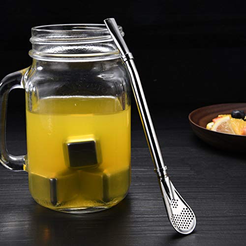 Loijon Cubo de gelo em aço inoxidável 304 Conjunto de 4 pedras de resfriamento reutilizáveis com cai