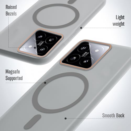 Image of Mr. Case Back Cover for Xiaomi 14 5G Sleek Frosted Translucent Back Only Compatible with Wireless Magnetic Accessories | Anti-Scratch Shockproof Phone Case - Grey