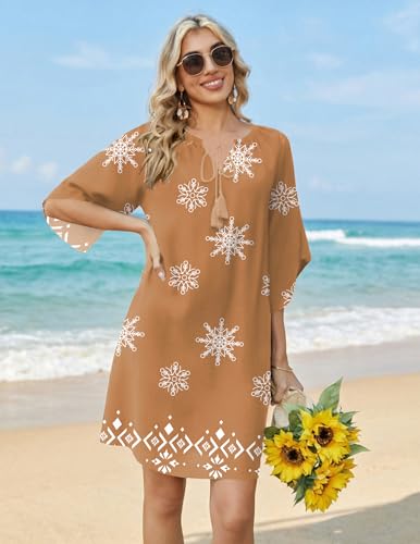 Image of Zeagoo Womens Summer Dress Casual Ruffle Tiered Floral Square Neck Sundresses Beach Boho Mini A-line Dress 2026 with Pockets