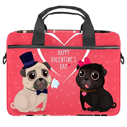 Funda maletín para portátil de 14 pulgadas con diseño de tulipanes morados y asa de hombro