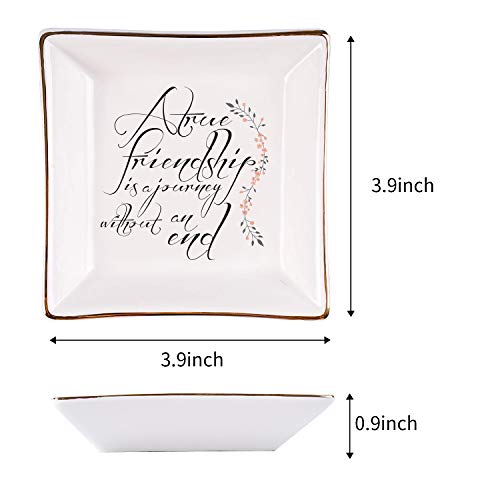 Ueerdand Gifts For Women Friends Birthday Christmas Gift Idea Ceramic Jewelry Tray Ring Dish, A True Friendship Is A Journey Without An End #TOP1