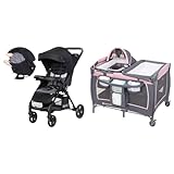 Baby Trend Passport Cargo Stroller, Fieldstone Grey and Lil' Snooze Deluxe III, Cozy Pink Nursery Center Playard Bundle
