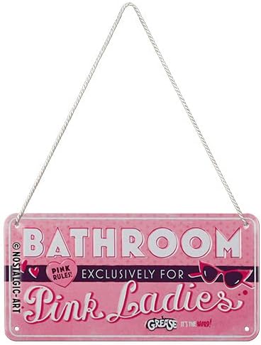 Nostalgic-Art Retro Hanging Sign 10 x 20 cm Grease – Pink Ladies Bathroom – Movie Lover Gift Idea – Official License Product (OLP) – Metal Vintage Design Nostalgic-Art Retro Hanging Sign 10 x 20 cm Grease – Pink Ladies Bathroom – Movie Lover Gift Idea – Official License Product (OLP) – Metal Vintage Design