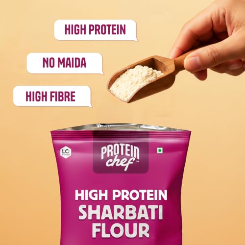 Image of Protein Chef High Protein Sharbati Atta 5 KG, 5g Protein Per Roti, High Fiber Soft Rotis, Premium Multigrain Atta Made with MP Whole Wheat, Jowar, Ragi Flour & Multi Millet Atta