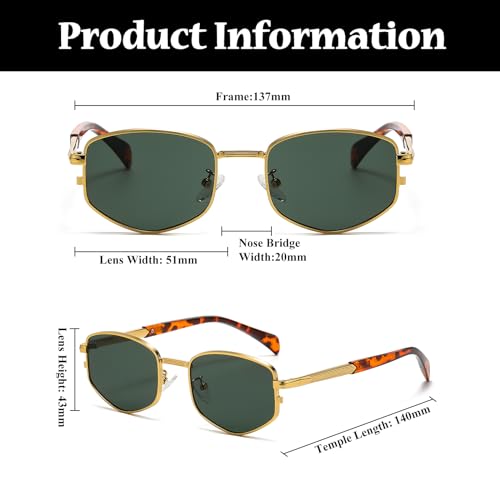 Image of LJCZKA Trendy Square Metal frame Sunglasses for Women Men Retro Polygon Sun Glasses Luxury Classic Shades