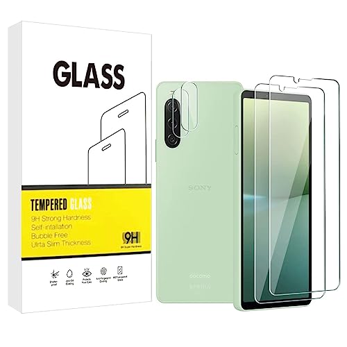 Dision [2 Piezas] Protector de Pantalla Compatible con Sony Xperia 10 V +[2 Piezas] Protector de Lente de Cámara[Instalación Fácil,Tecnología de Defensa Múltiple] Vidrio Templado