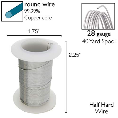 Image of The Beadsmith Wire Elements 28-Gauge Lacquered Tarnish-Resistant Copper Wire for Jewelry Making, 40 Yard, 36.58 Meter Spool (Titanium Color)